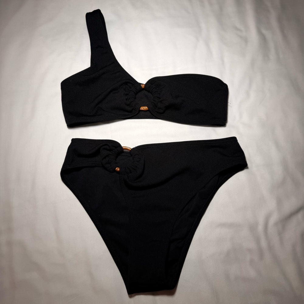 Black Bikini Set with Ring Detail size medium